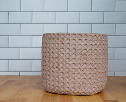 Handmade Basket-Like Cement Planter - Rustic Elegance for Your Plants